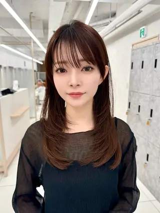 セミロング レイヤー/韓国/ 顔周り/しんやのヘアスタイル