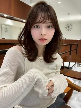 ミディアム カラー ヘアアレンジ TOA/天神 カラーモデル募集中のヘアスタイル