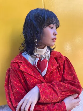 ミディアム カラー パーマ Izumi所属・ヨシアキ/パーマ/ ウルフ/ボブ/メンズのヘアスタイル