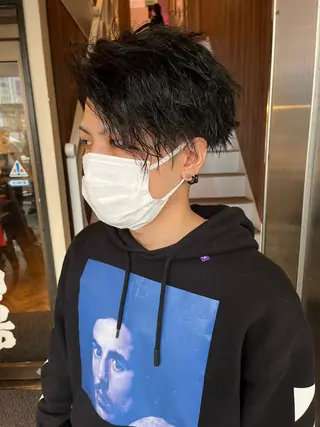 ミディアム パーマ メンズ AVANCE.難波 店長 松元のヘアスタイル