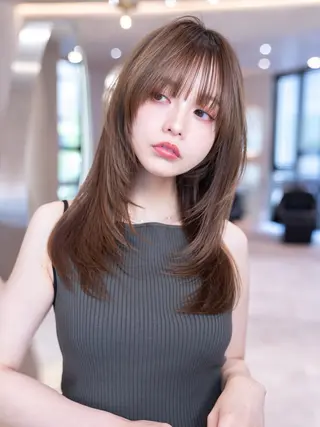 セミロング カラー レイヤー/ベージュ カラー/ヒヨリ/渋谷のヘアスタイル