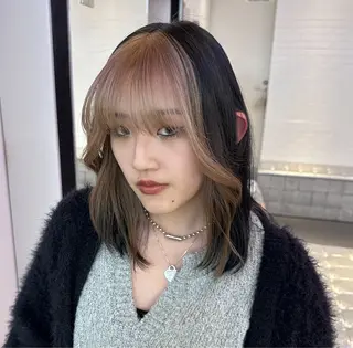 ミディアム カラー ハイトーン/ウルフ /エクステ/ましろのヘアスタイル