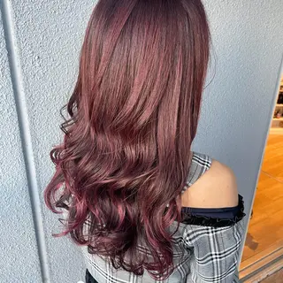 ロング カラー ヘアアレンジ なつき/艶ピンク/ girly hairのヘアスタイル