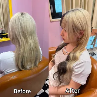 ロング シール＋ちび編み込み エクステ梅田🐨のヘアスタイル