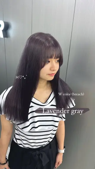 ロング カラー 暗髪🩶ラベンダー/ ブルー/ユウナ🤍のヘアスタイル