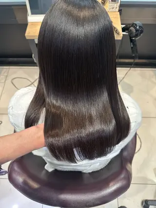 ミディアム パーマ 髪質改善× ハイライト溝江のヘアスタイル