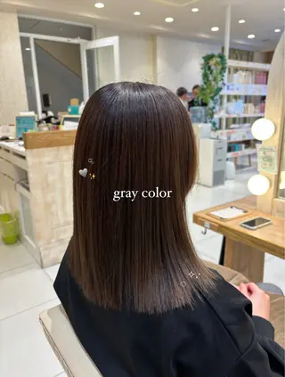 ミディアム カラー 暖色カラー/ブリーチ なしカラー/艶カラーのヘアスタイル