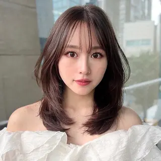 ミディアム カラー 韓国ヘア♡ 顔まわりカットayaのヘアスタイル