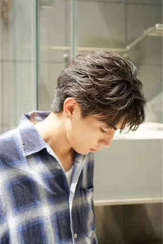 パーマ メンズ ミルクティーベージュ 新潟万代/MANA♡のヘアスタイル