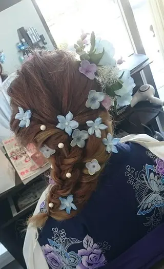 セミロング ヘアアレンジ パーマ カラー Add9 柳田健登のヘアスタイル