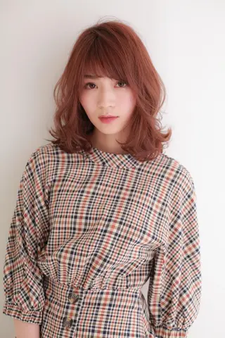 ミディアム カラー パーマ ボブ/透明感カラー 🤍永田真穂のヘアスタイル