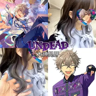 セミロング カラー 推しカラー💫 ブリーチ💫若菜覚のヘアスタイル