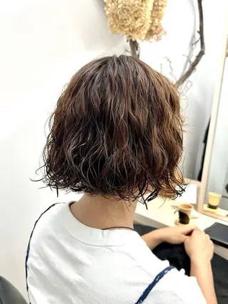 ミディアム パーマ 銀座『パーマ モデル募集』さやかのヘアスタイル