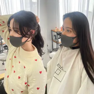 ロング shes茶屋町アリサ 🎀顔周り×韓国風のヘアスタイル