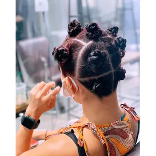 ミディアム カラー パーマ ヘアアレンジ メンズ キッズ BRAIDS💎愛子 大人ハイライト💎のヘアスタイル