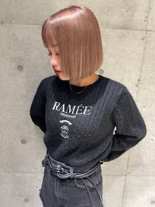 ミディアム まいか🤎髪質改善 ミルクティーボブ🎀のヘアスタイル