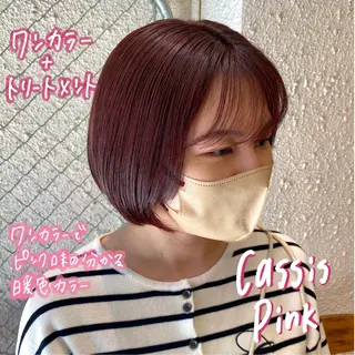 ミディアム カラー 暖色艶color / ボブ🦩Rioのヘアスタイル