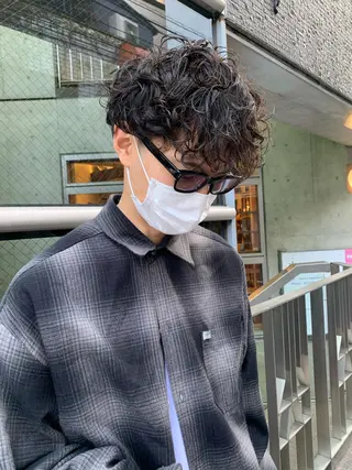 ショート カラー パーマ ヘアアレンジ メンズ 原宿パーマ kazuのヘアスタイル