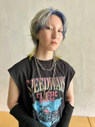 ショート カラー メンズパーマ/ ハイトーン/古川晴輝のヘアスタイル