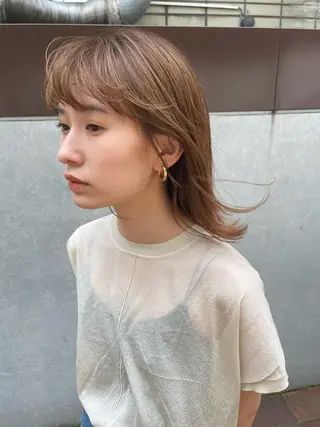 ミディアム カラー ボブ/レイヤー/ケア パーマ/リュウタのヘアスタイル