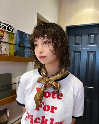 ミディアム パーマ 産休中です 艶カラー♡オカのヘアスタイル