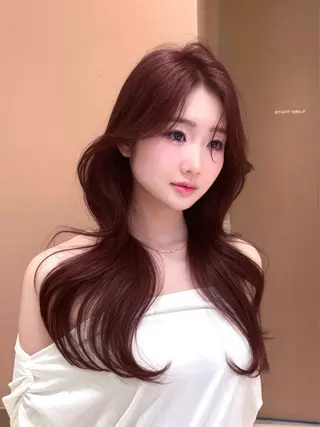 ロング 縮毛矯正/レイヤー 韓国/顔まわり/夢音のヘアスタイル