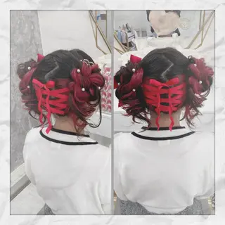 セミロング ヘアアレンジ ヘアセット/着付け 𓇼 松本 夏美𓇼のヘアスタイル