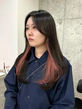 ロング カラー 切りっぱなしボブ/ ブリーチカラー/大塚のヘアスタイル