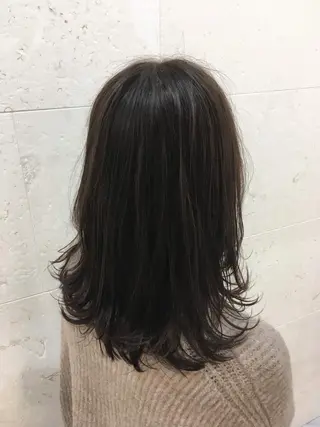 セミロング カラー 斉藤 貴也のヘアスタイル