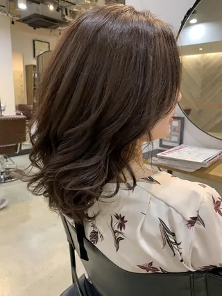 ミディアム カラー パーマ ヘアアレンジ メンズ キッズ ネイル マツエク・マツパ 中津No.1髪質改善 店長✨透ける暗髪のヘアスタイル