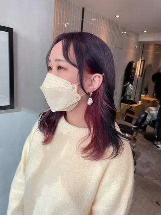 ミディアム RAF   TOKYO所属・複雑履歴に対応ブリー チ無しダブルカラーのヘアスタイル