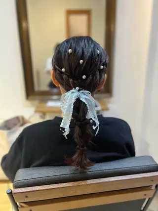 ロング ヘアアレンジ g.hair design所属・saaya💙 ブリーチなしカラーのヘアスタイル