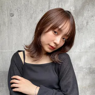 ミディアム カラー イージーパーマ募集 平口はのんのヘアスタイル