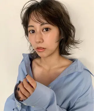 ミディアム カラー パーマ ヘアアレンジ メンズ キッズ ネイル マツエク・マツパ SALOWIN梅田茶屋町店所属・ウルフレイヤーカット /チヒロのヘアスタイル
