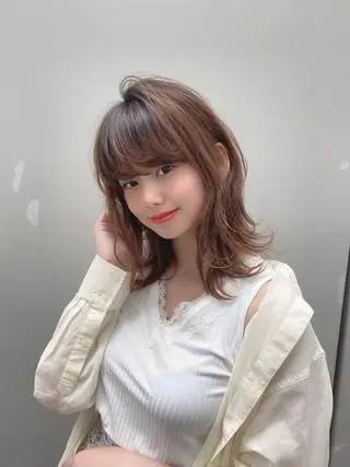 ミディアム ボブ韓国風レイヤー 髪質改善/畠中ケントのヘアスタイル