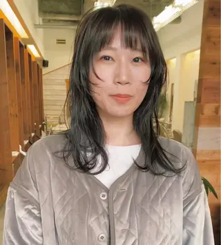 ミディアム カラー クロスパーマ× 透明感カラー✂︎のヘアスタイル