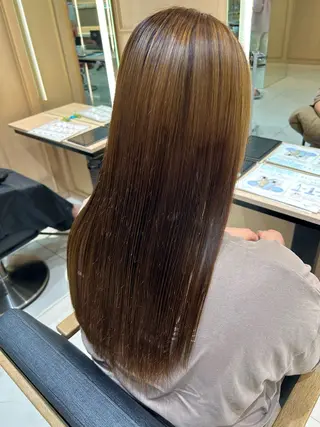 ロング パーマ たけだゆめ ダブルカラーのヘアスタイル