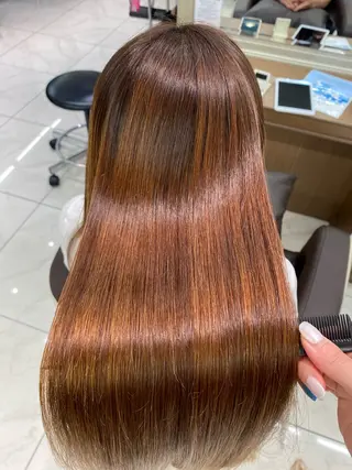 ロング パーマ 長妻莉央/縮毛矯正 髪質改善カラーのヘアスタイル