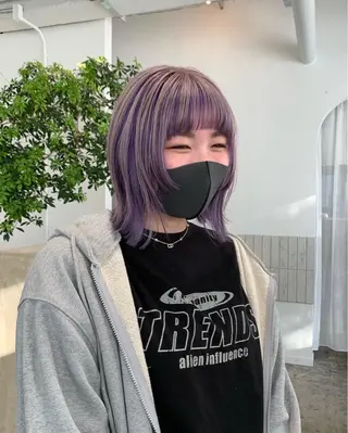 ミディアム カラー 似合わせカット ケアパーマ喜来雅由のヘアスタイル