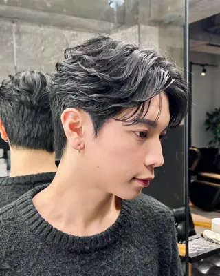ショート メンズ ダウンパーマ韓国ヘア 片岡駿のヘアスタイル