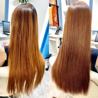 ロング クセ、艶にお悩みの方 ブリーチ毛にも縮毛可のヘアスタイル