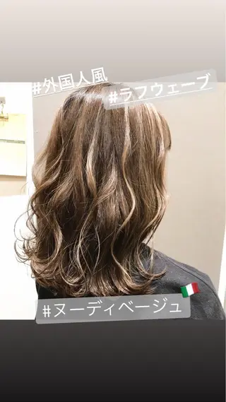 セミロング カラー パーマ ヘアアレンジ メンズ キッズ ネイル マツエク・マツパ uno pulir所属・トップスタイリスト 永尾拓也のヘアスタイル