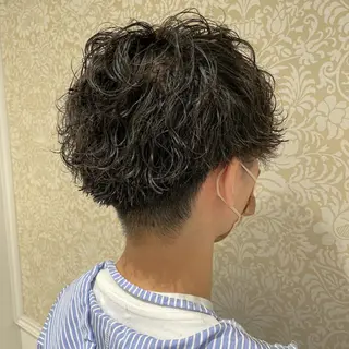 ショート パーマ メンズ 暖色系カラー🍊 オオネヨシナリのヘアスタイル