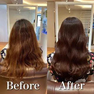 セミロング カラー ミヤザキ タクトのヘアスタイル