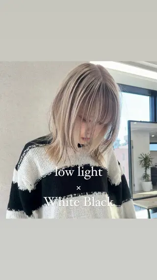 ミディアム 切りっぱなしボブイヤ リングカラー清水隆央のヘアスタイル