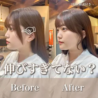 セミロング カラー 顔周りカット× 髪質改善【リョウ】のヘアスタイル