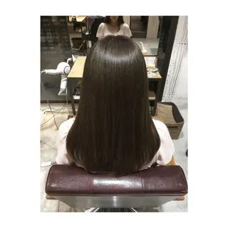 ミディアム セミロング ロング カラー アオガミ （前髪顔周りカット）のヘアスタイル