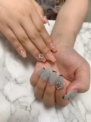 ネイル はな💎ネイル ワンホン、長さ出しのネイルデザイン