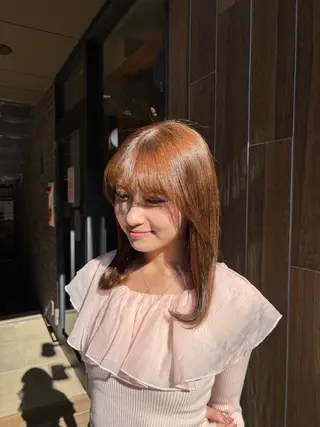 セミロング カラー 巻ける縮毛矯正🌸 勝倉　麗のヘアスタイル