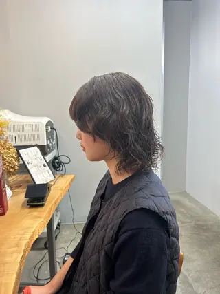 ミディアム パーマ ROCCOeast Rukaのヘアスタイル